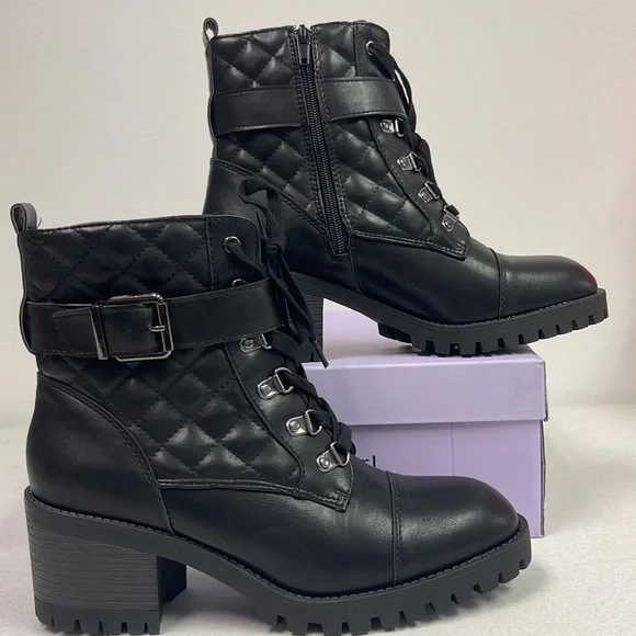 Brand new with box Women’s Madden Girl Black Harlow Combat Boots. Size is 9.5. - Picture 8 of 16